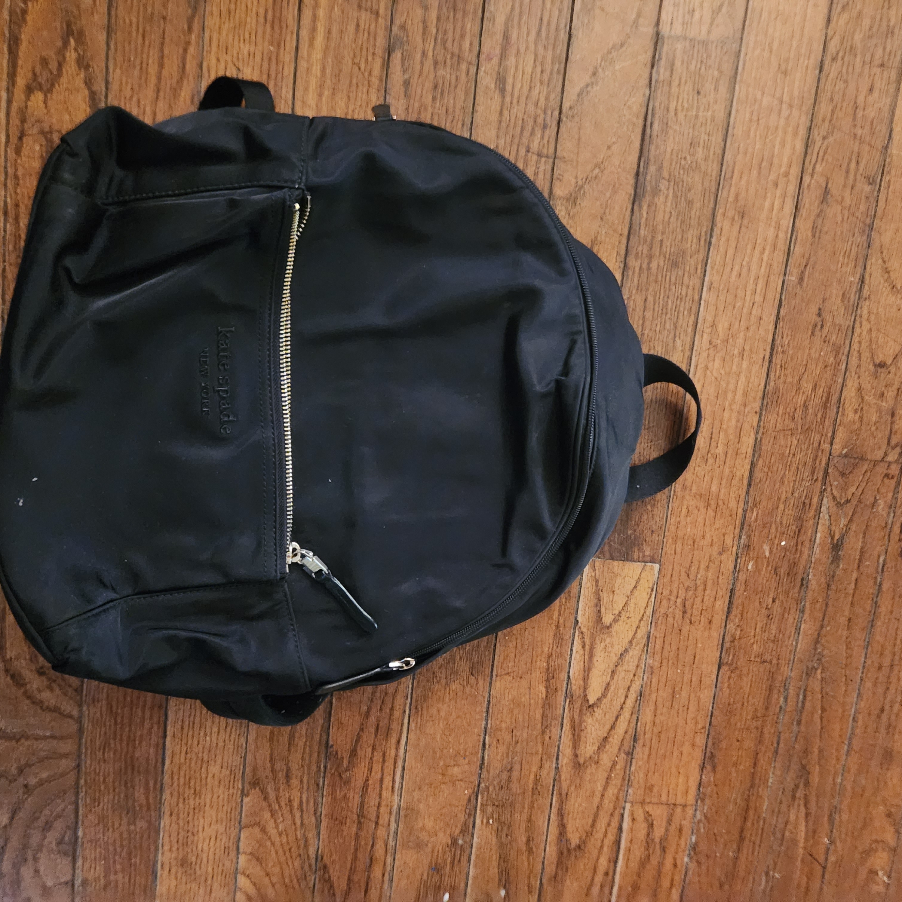 Kate Spade Black Nylon Backpack With Silver Hardware